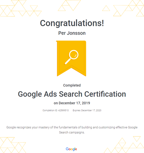 Google Ads Search Certification